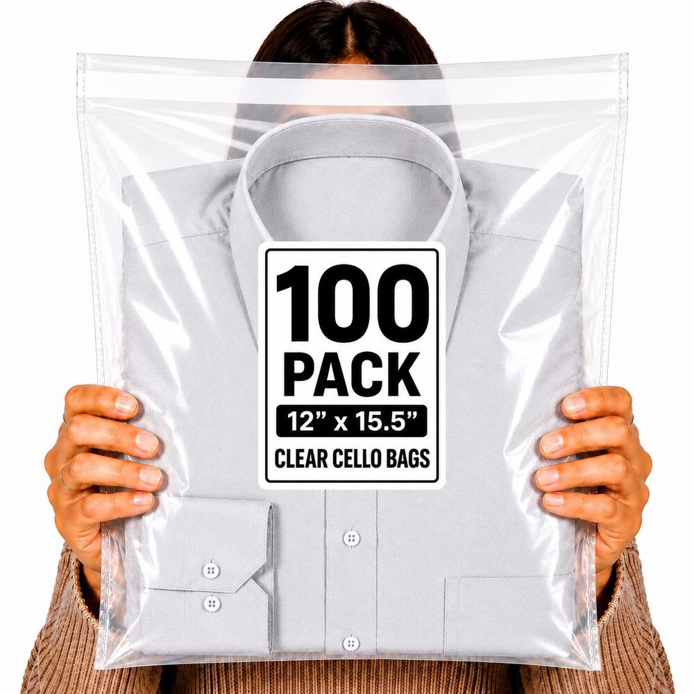 POLY MAILERS CLEAR (100 PACK) 12x15.5 SELF SEAL SHIPPING BAGS MAILING BAGS NEW